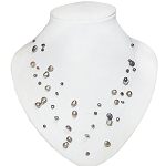 5 reihige Perlenkette echte Perlen Halskette Süßwasserperlen grau 4107